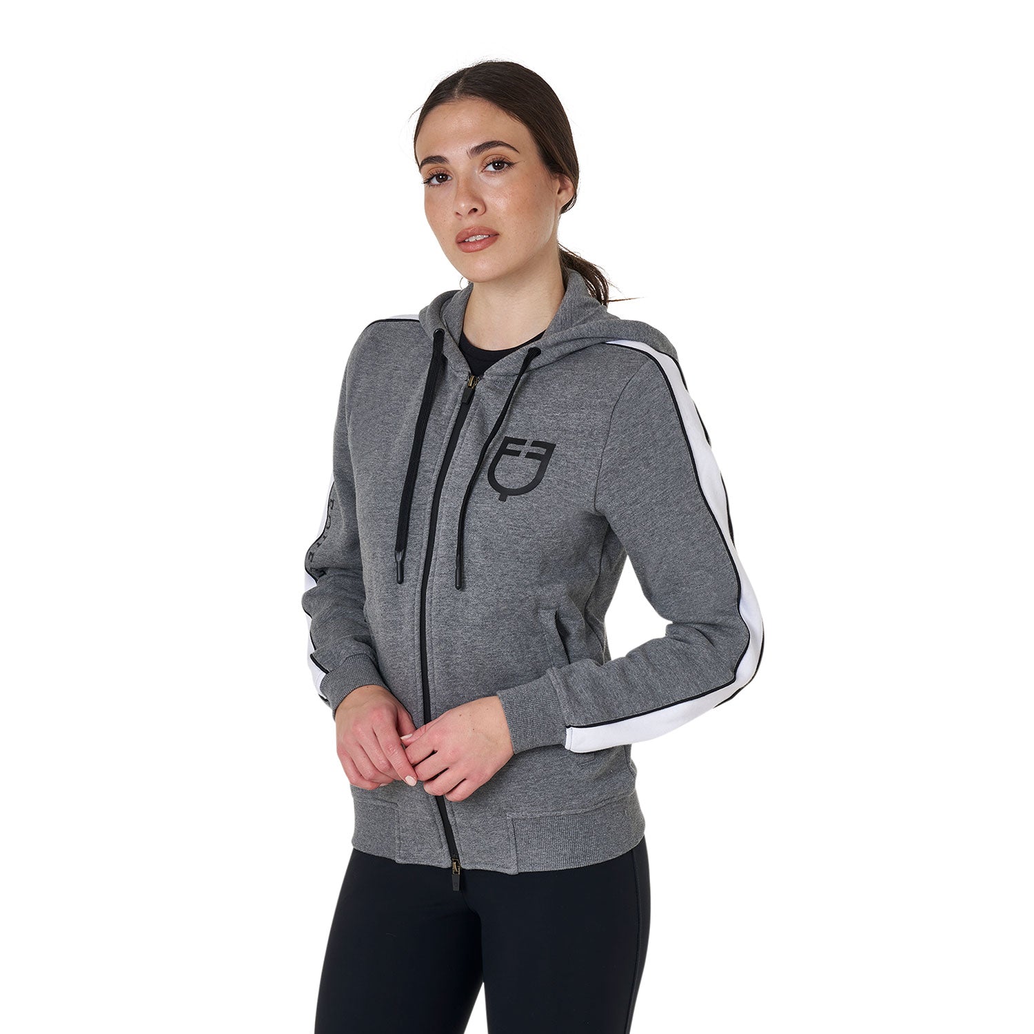 Women's hooded sweatshirt with front zip GREY MELANGE / XL