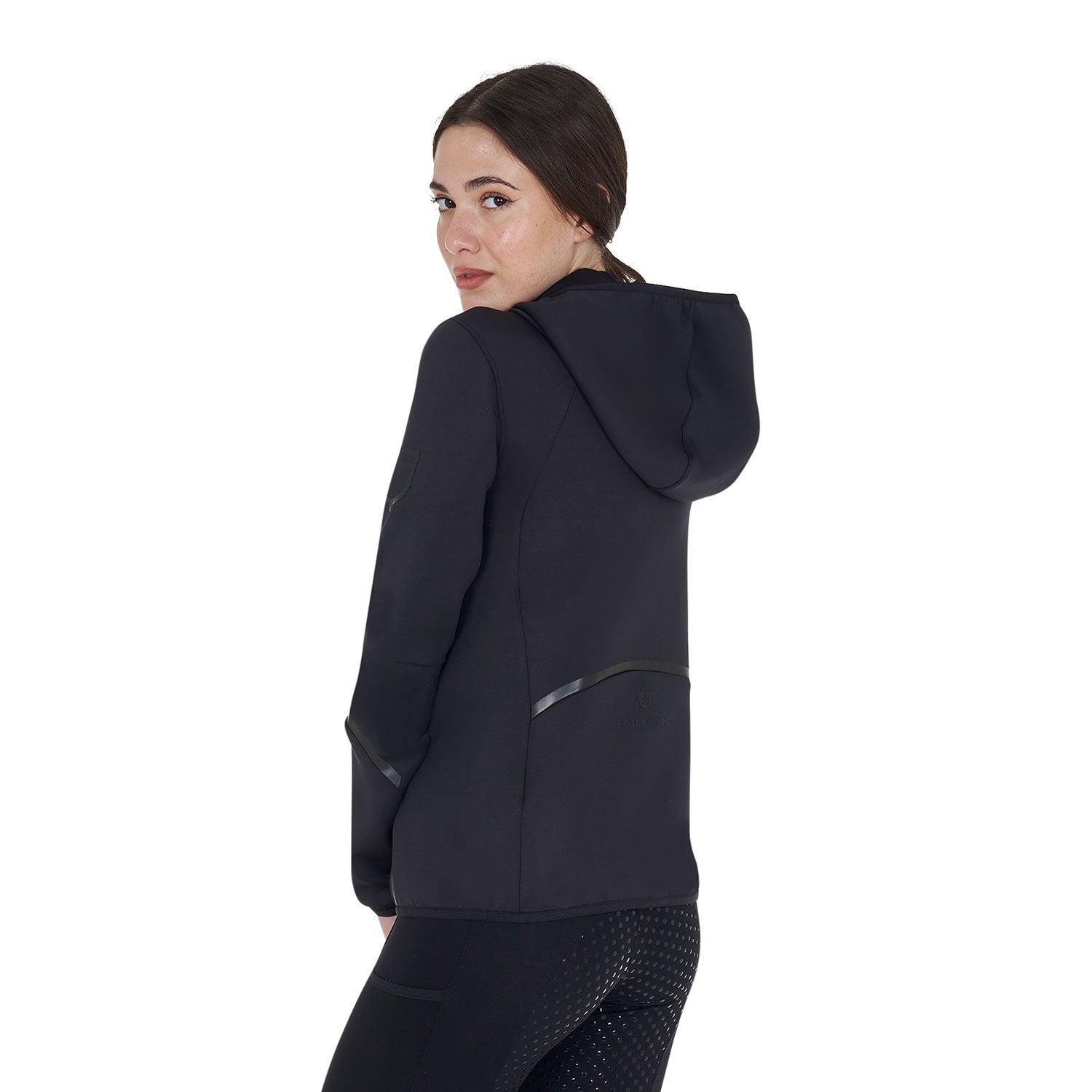 Women's technical sweatshirt in jersey with zip BLACK / XS
