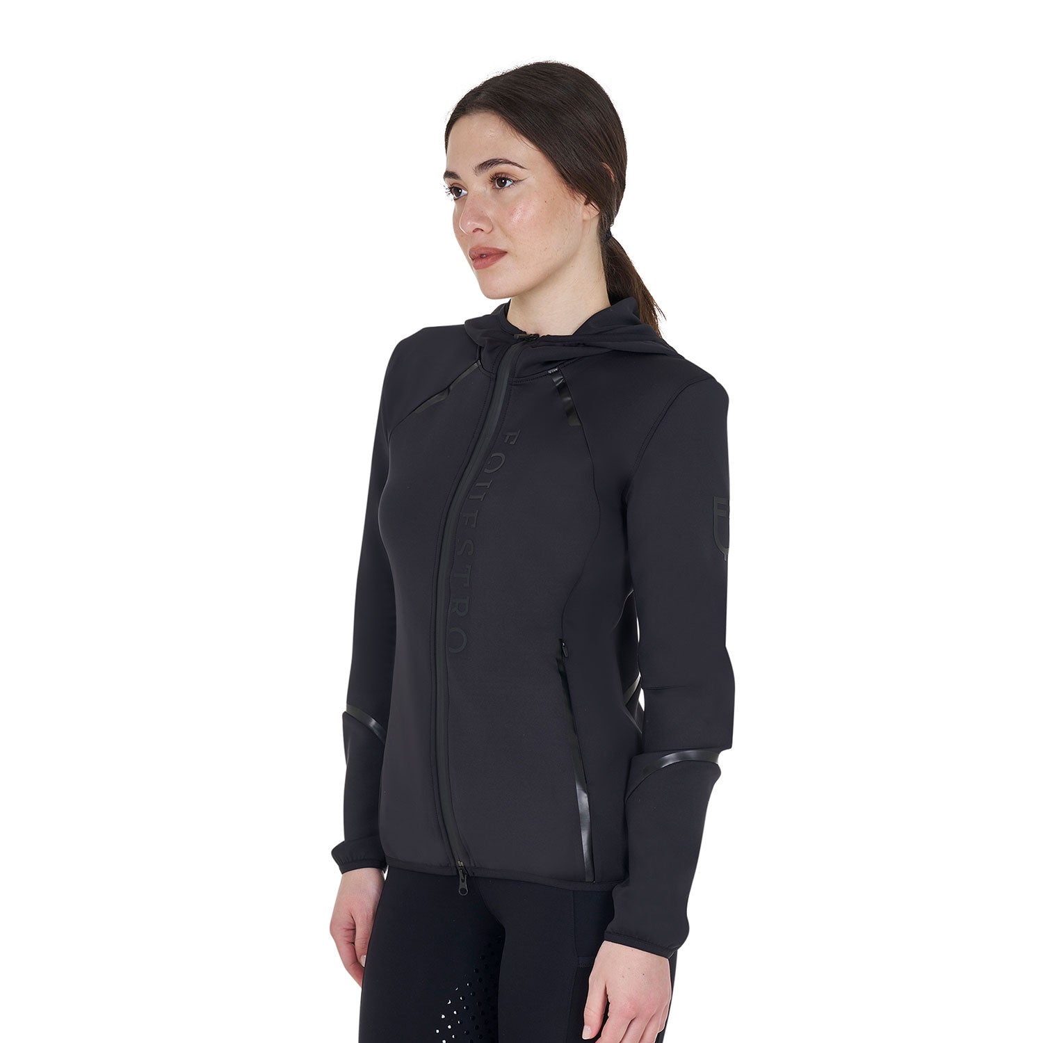 Women's technical sweatshirt in jersey with zip BLACK / XS