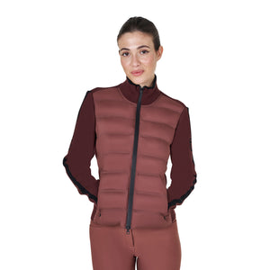 Women's jacket in nylon and knit with zip MARRON (18-1415) / XS