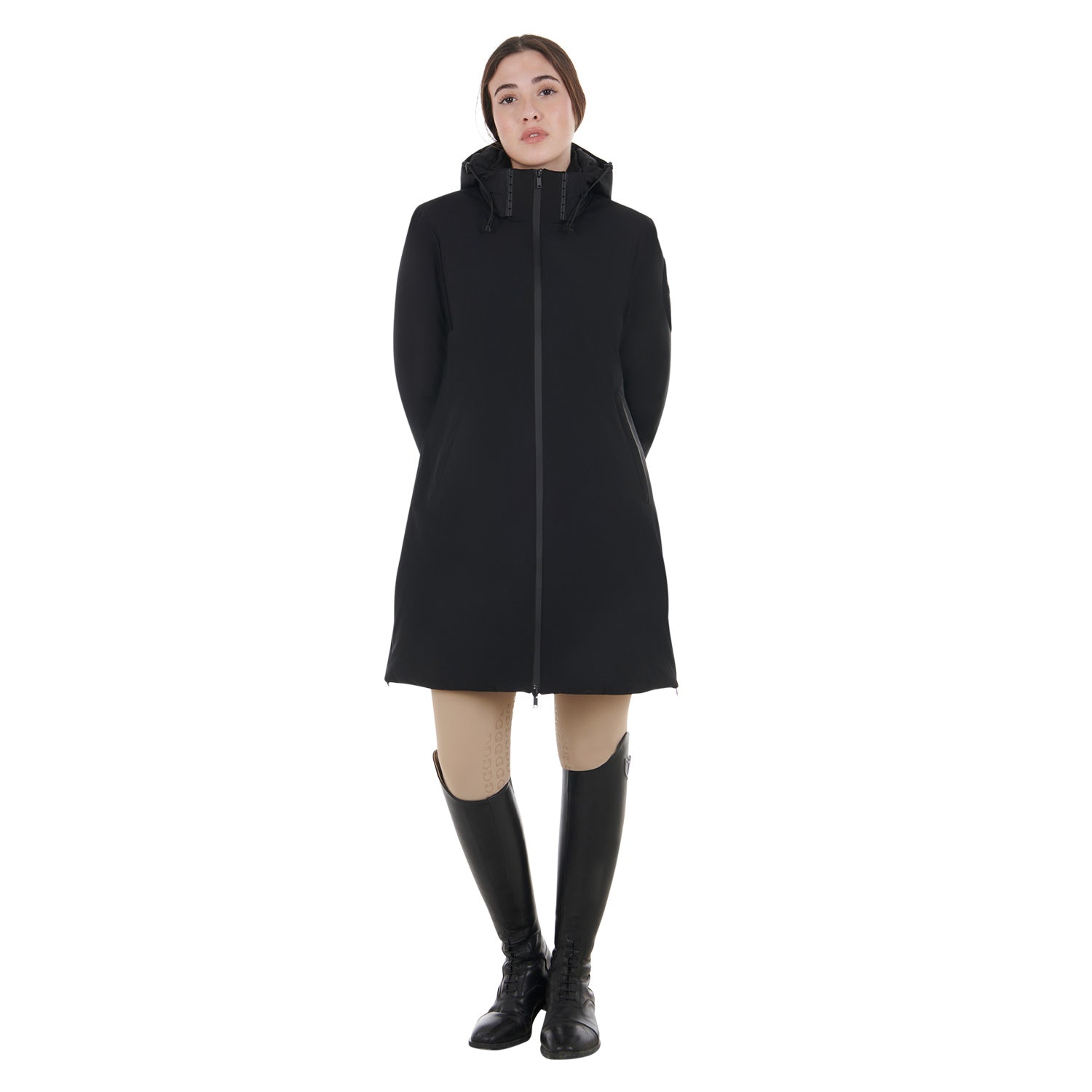 WOMEN'S BASIC LONG PUFFER JACKET BLACK / XS