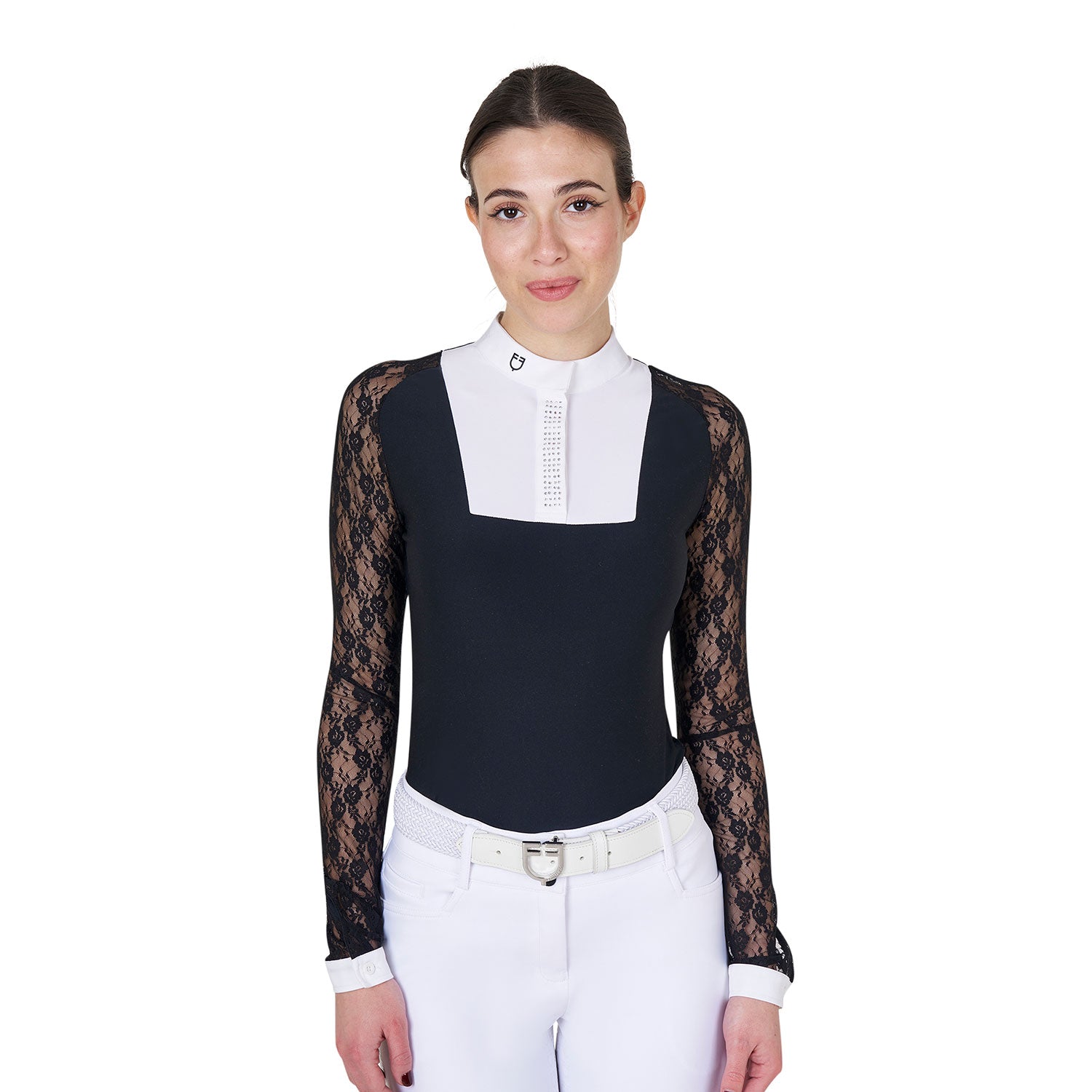 Women's lace long-sleeved competition polo shirt