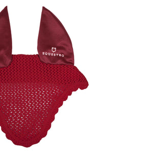 Knitted fly veil with elastic ears BURGUNDY