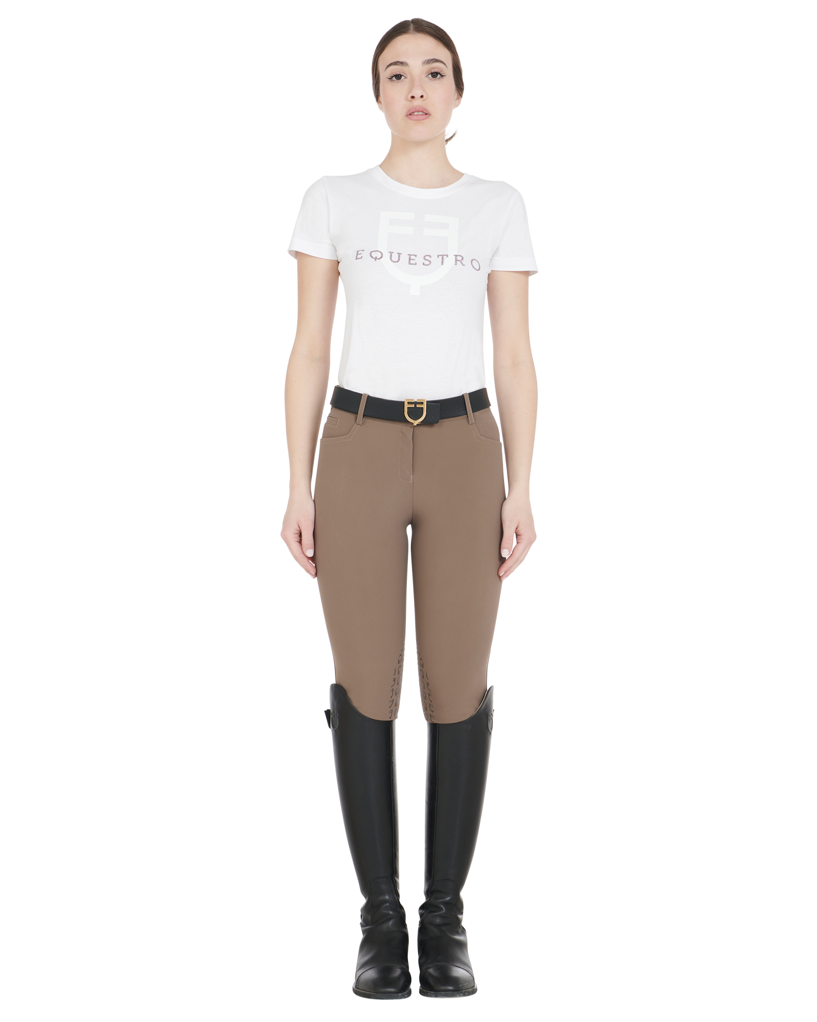 Women's slim fit grip breeches with logo WALNUT (18-1112) / 50