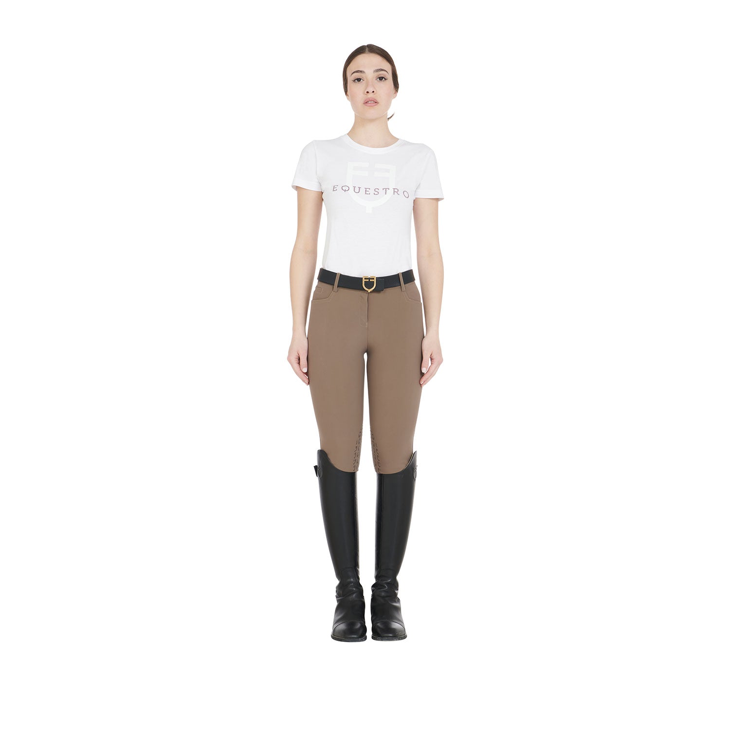 Women's slim fit grip breeches with logo WALNUT (18-1112) / 50