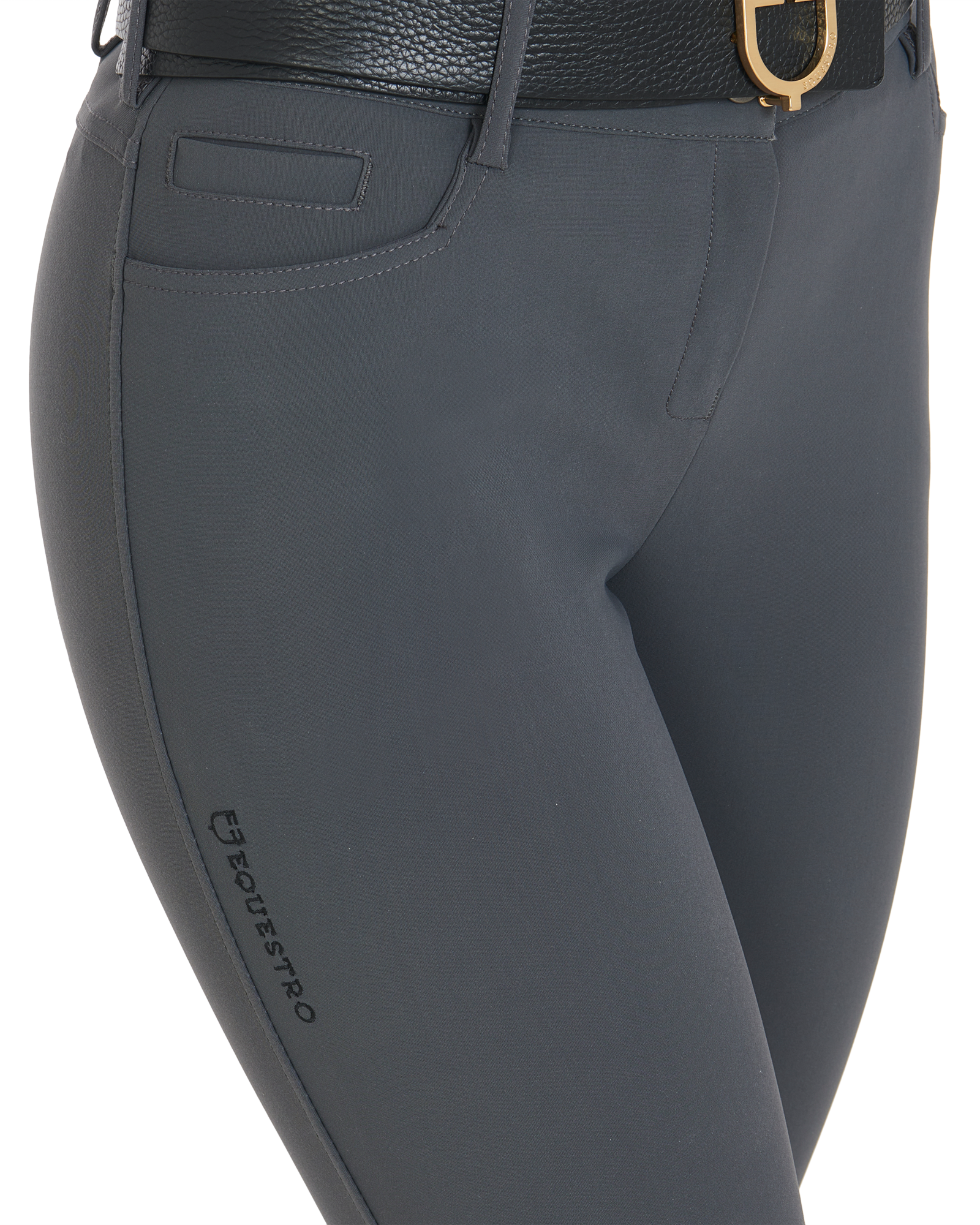 Women's slim fit grip breeches with logo ASPHALT (19-0201) / 50