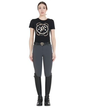Women's slim fit grip breeches with logo ASPHALT (19-0201) / 50