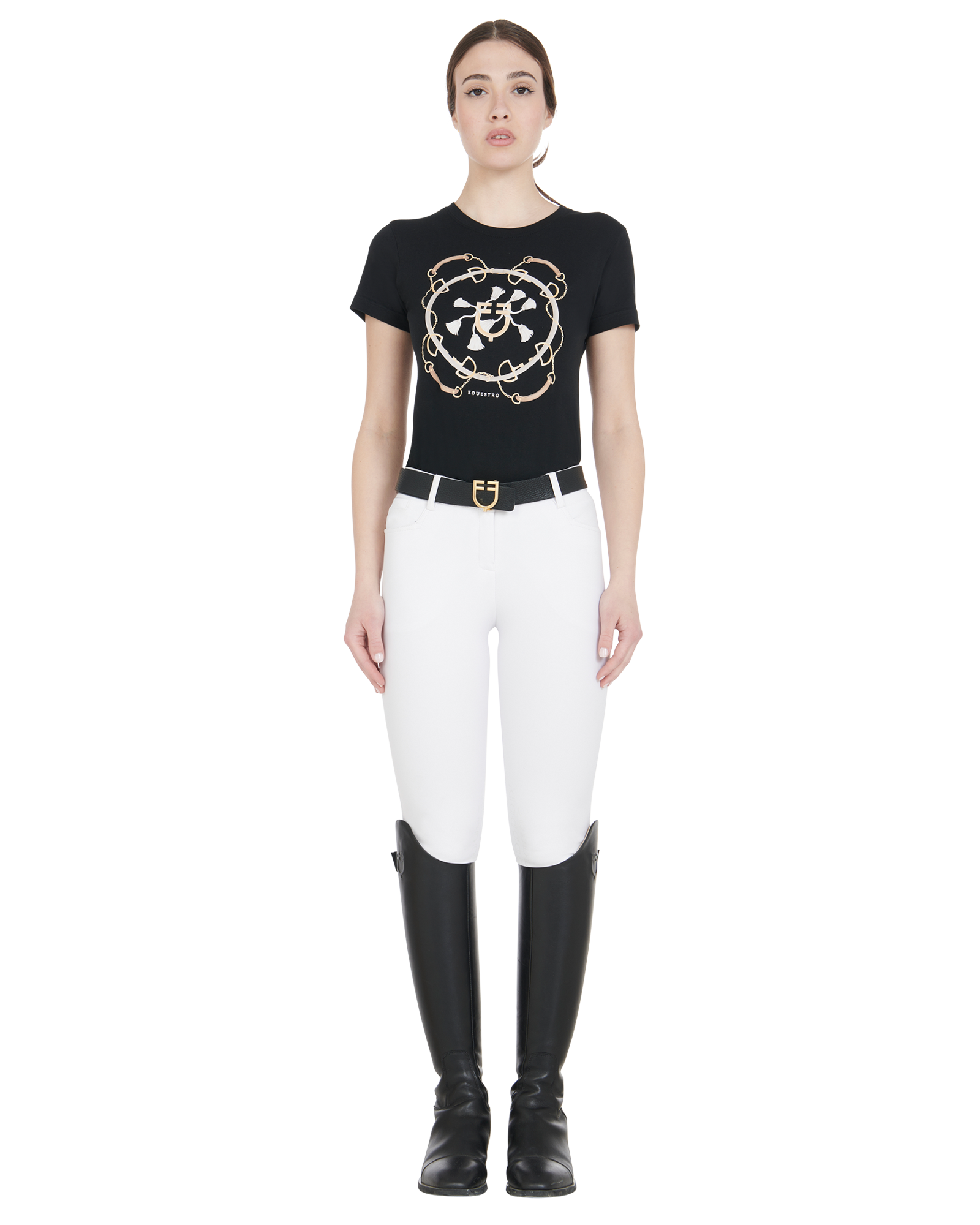 Women's slim fit grip breeches with logo WHITE / 50