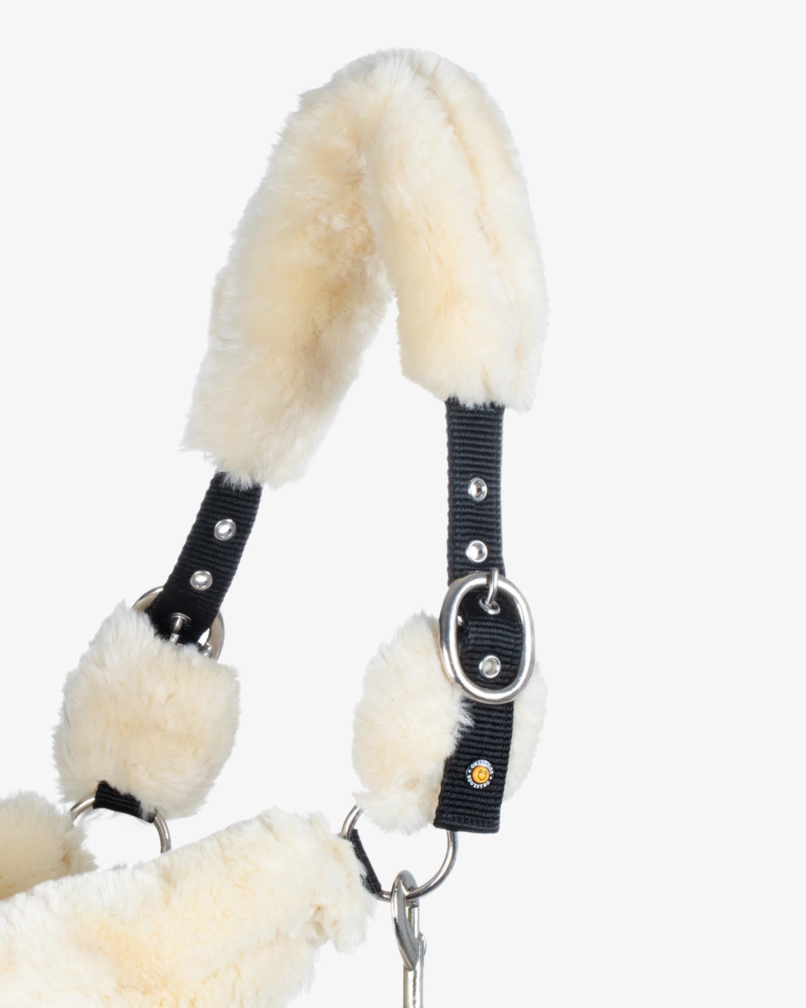 polypropilene halter with faux sheepskin coating