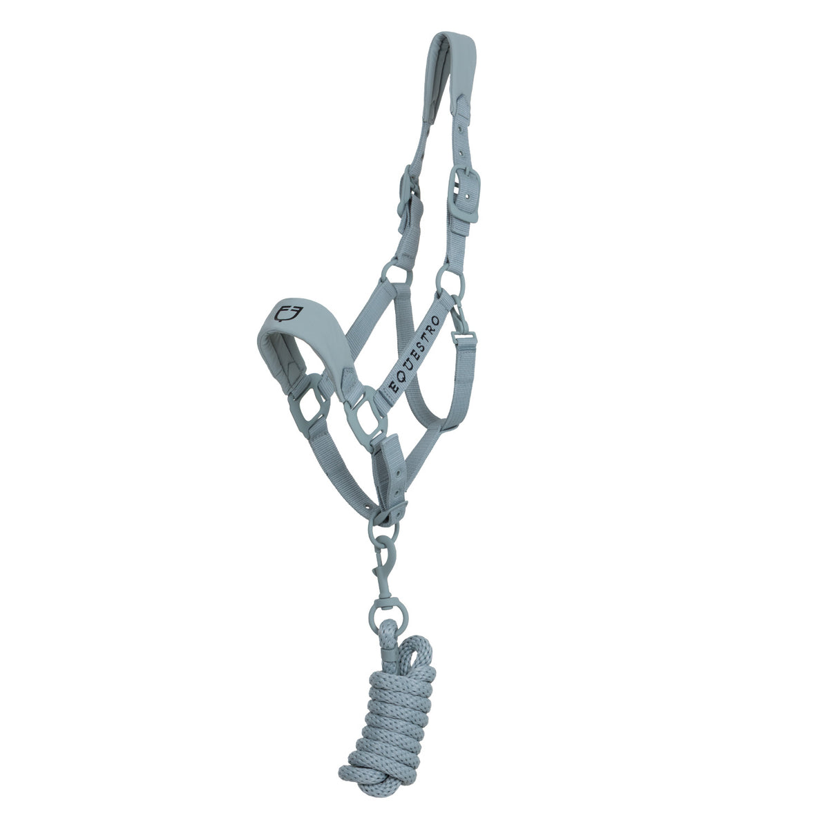 Technical halter with double adjustment and rubber-coated buckles