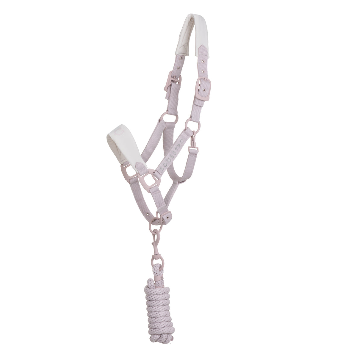 Technical halter with double adjustment and rubber-coated buckles