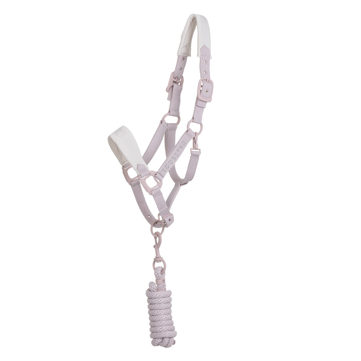 Technical halter with double adjustment and rubber-coated buckles