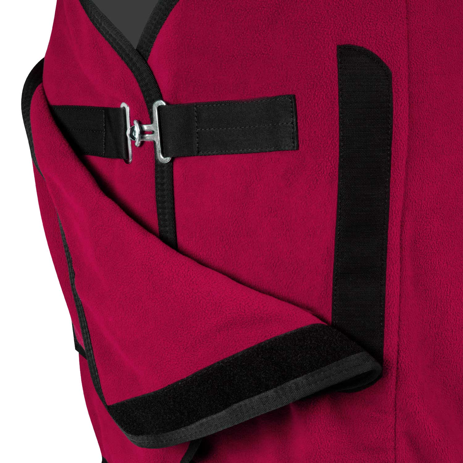 Fleece rug with flap front closure BURGUNDY / 165 CM