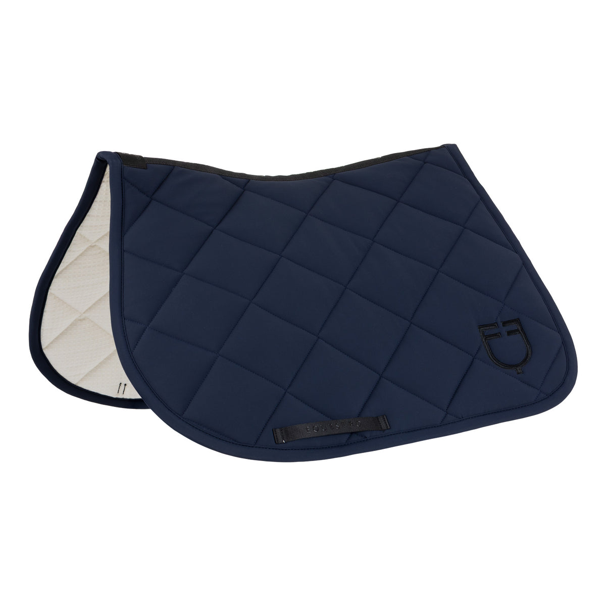 Jumping saddle pad with diamond quilting and embroidered logo