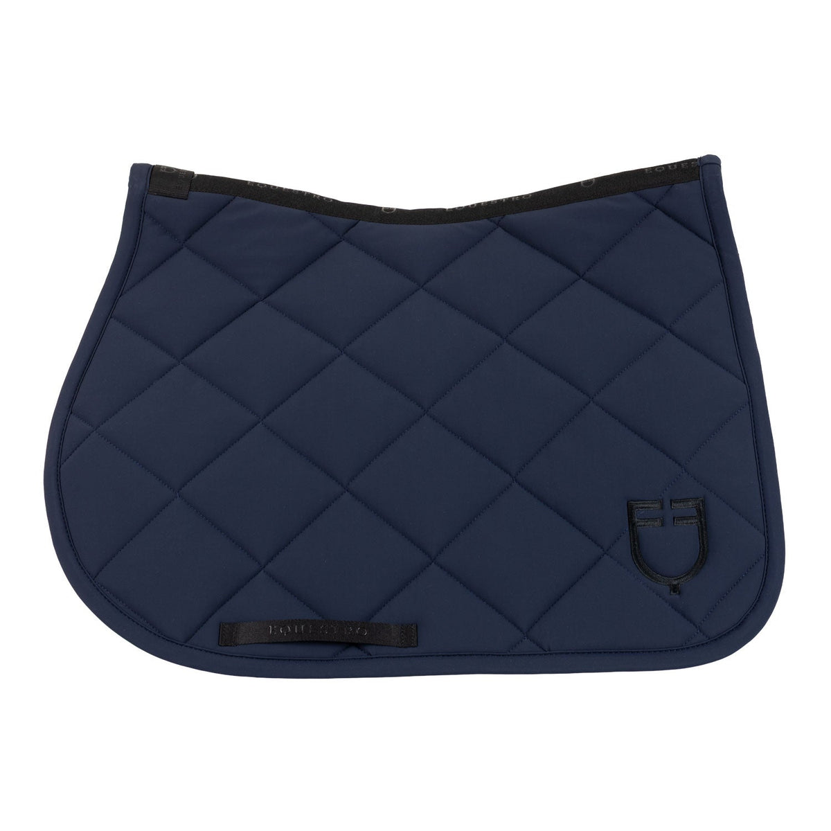 Jumping saddle pad with diamond quilting and embroidered logo