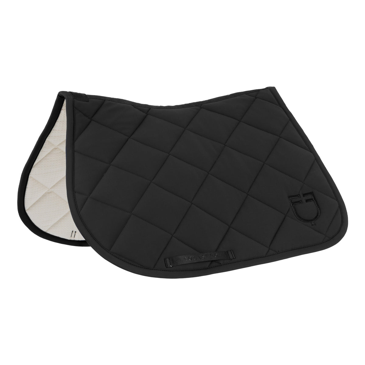 Jumping saddle pad with diamond quilting and embroidered logo