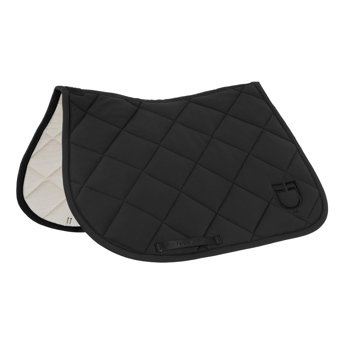 Jumping saddle pad with diamond quilting and embroidered logo