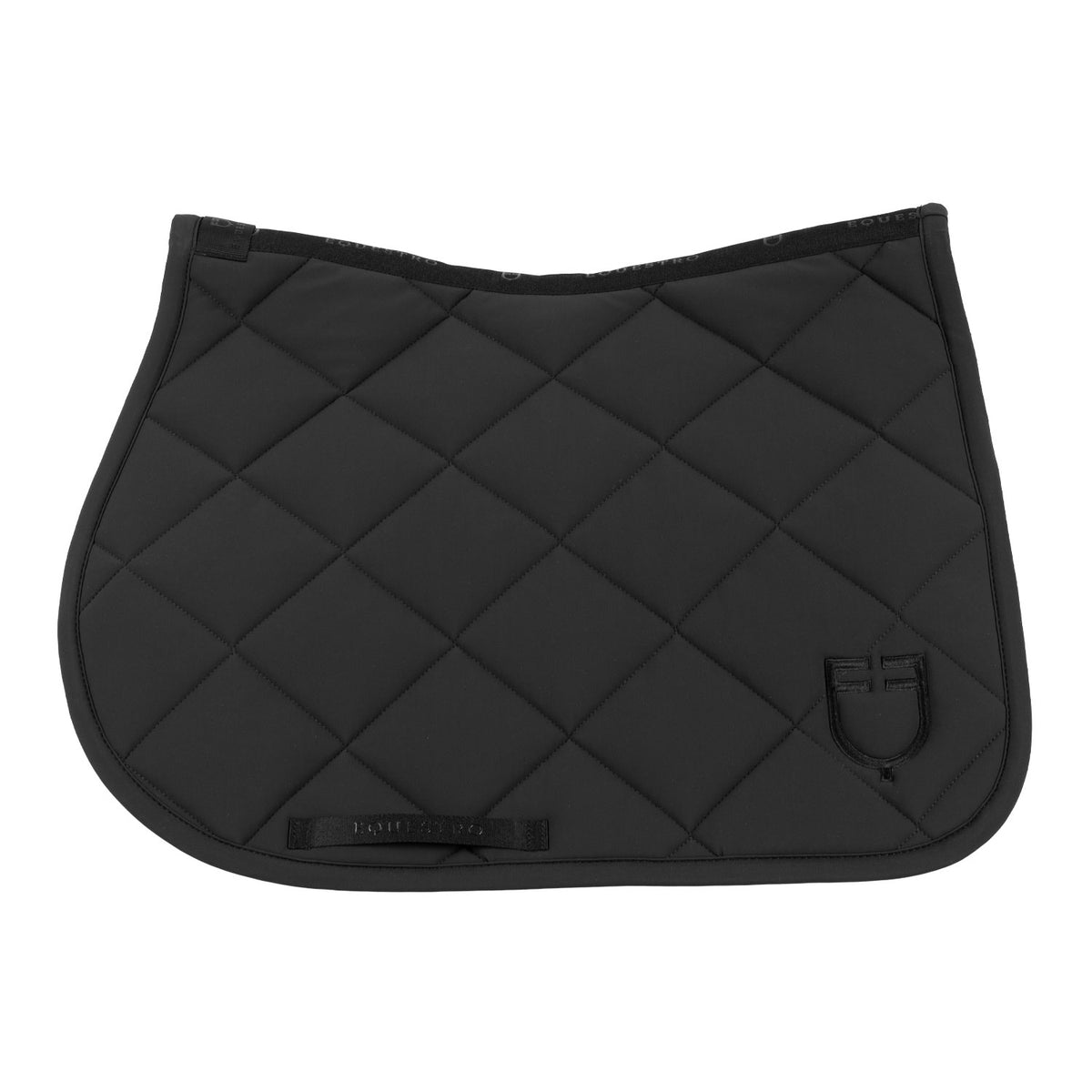 Jumping saddle pad with diamond quilting and embroidered logo