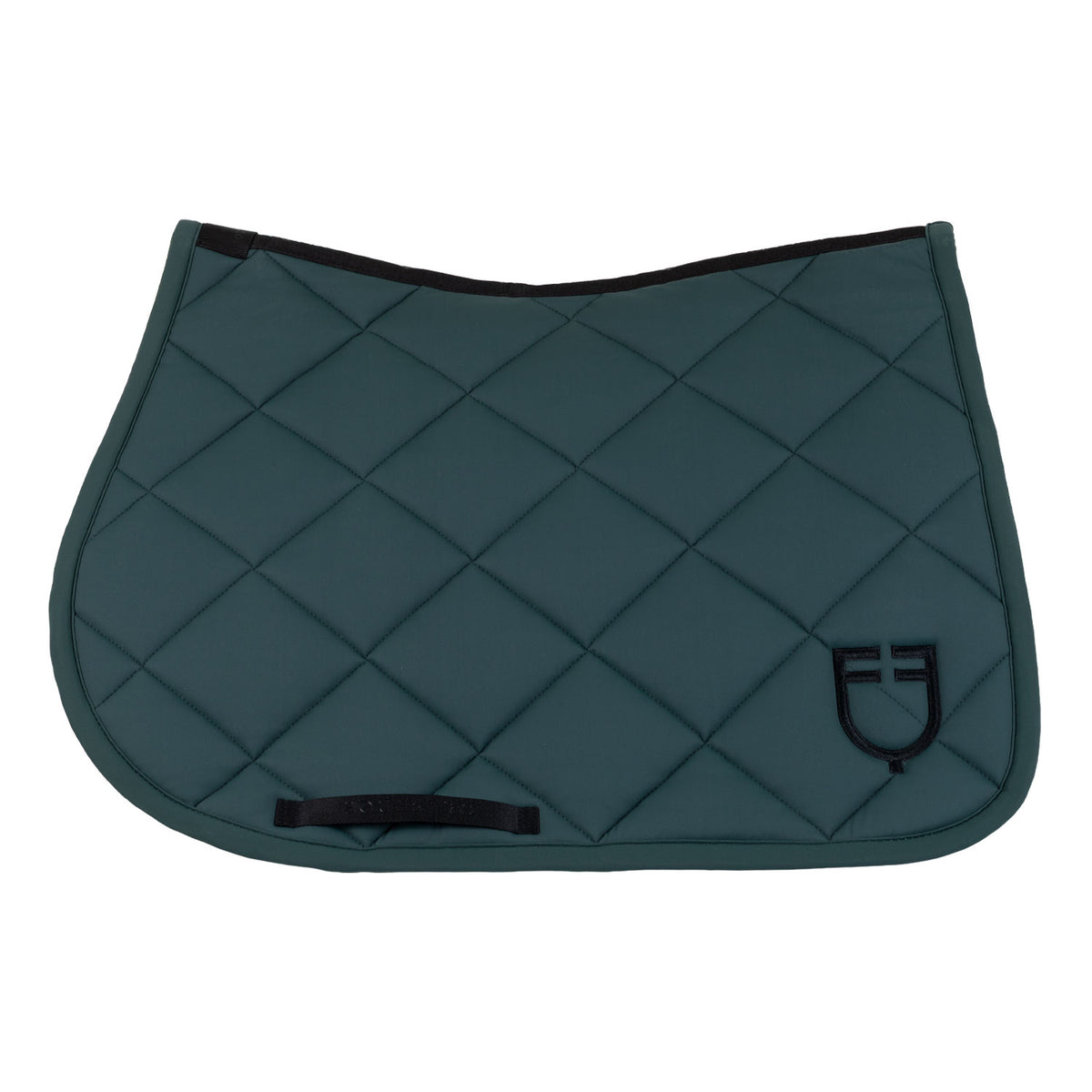 Jumping saddle pad with diamond quilting and embroidered logo
