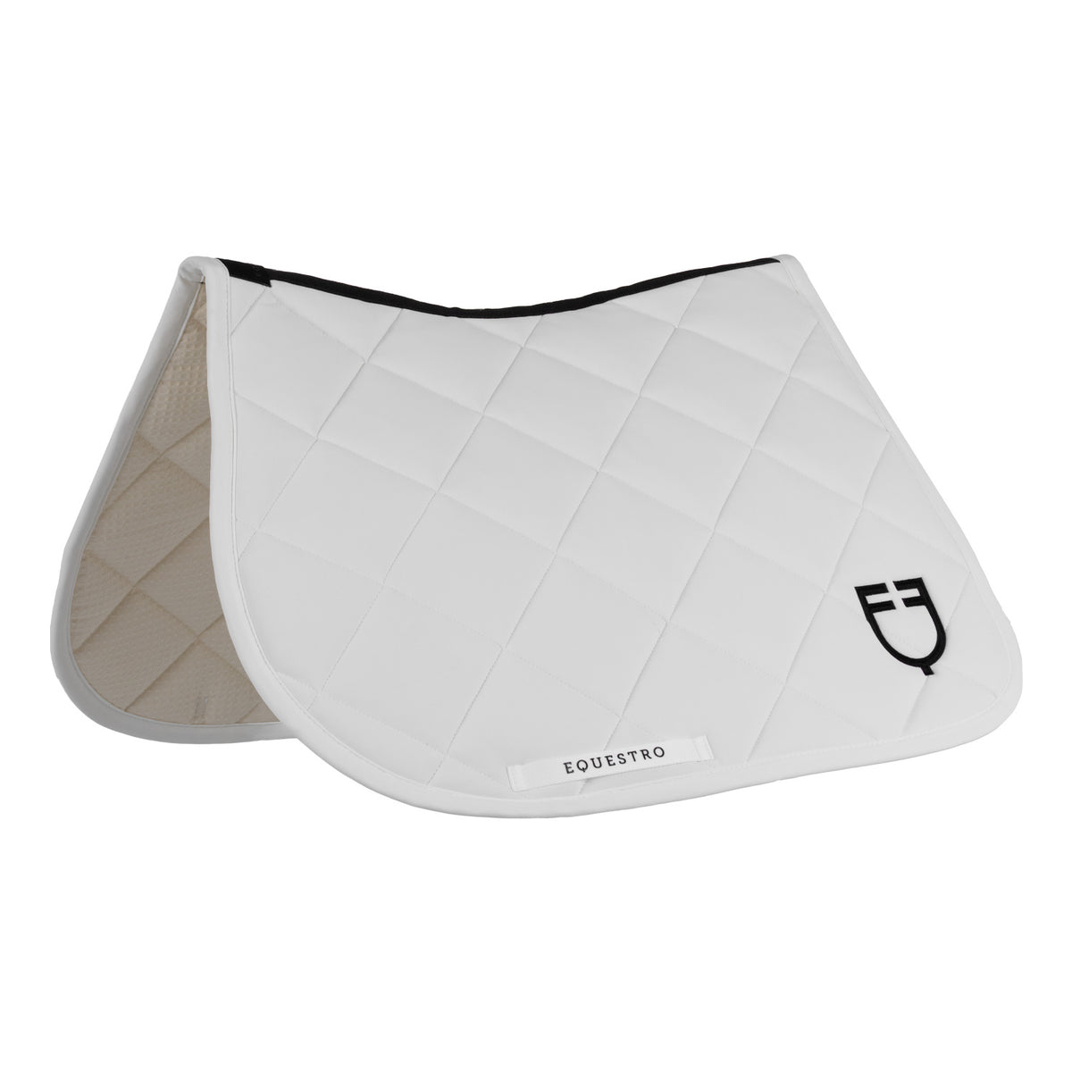 Jumping saddle pad with diamond quilting and embroidered logo