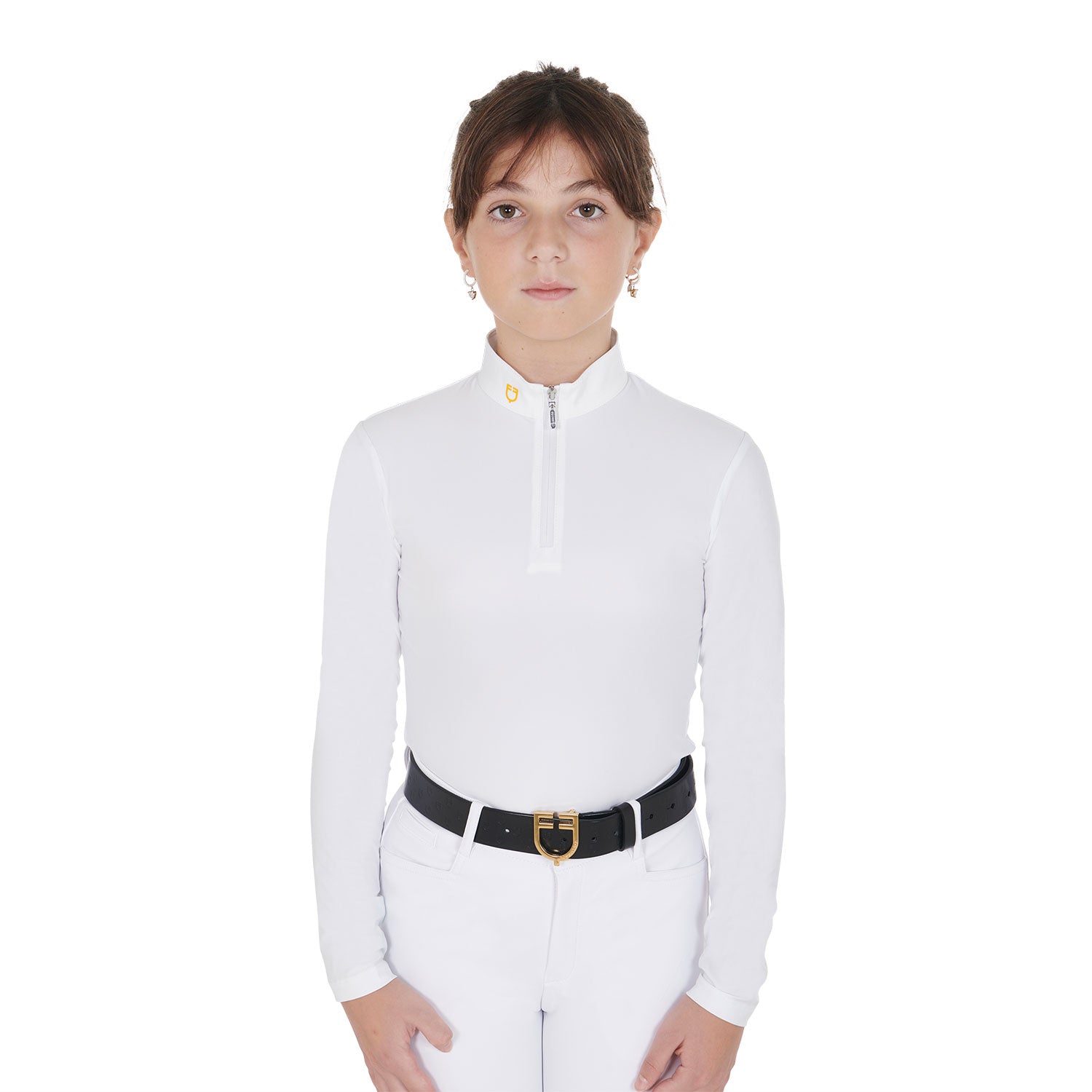Girl's slim fit polo shirt in technical fleece fabric WHITE / 14 YEARS