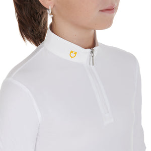 Girl's slim fit polo shirt in technical fleece fabric WHITE / 14 YEARS
