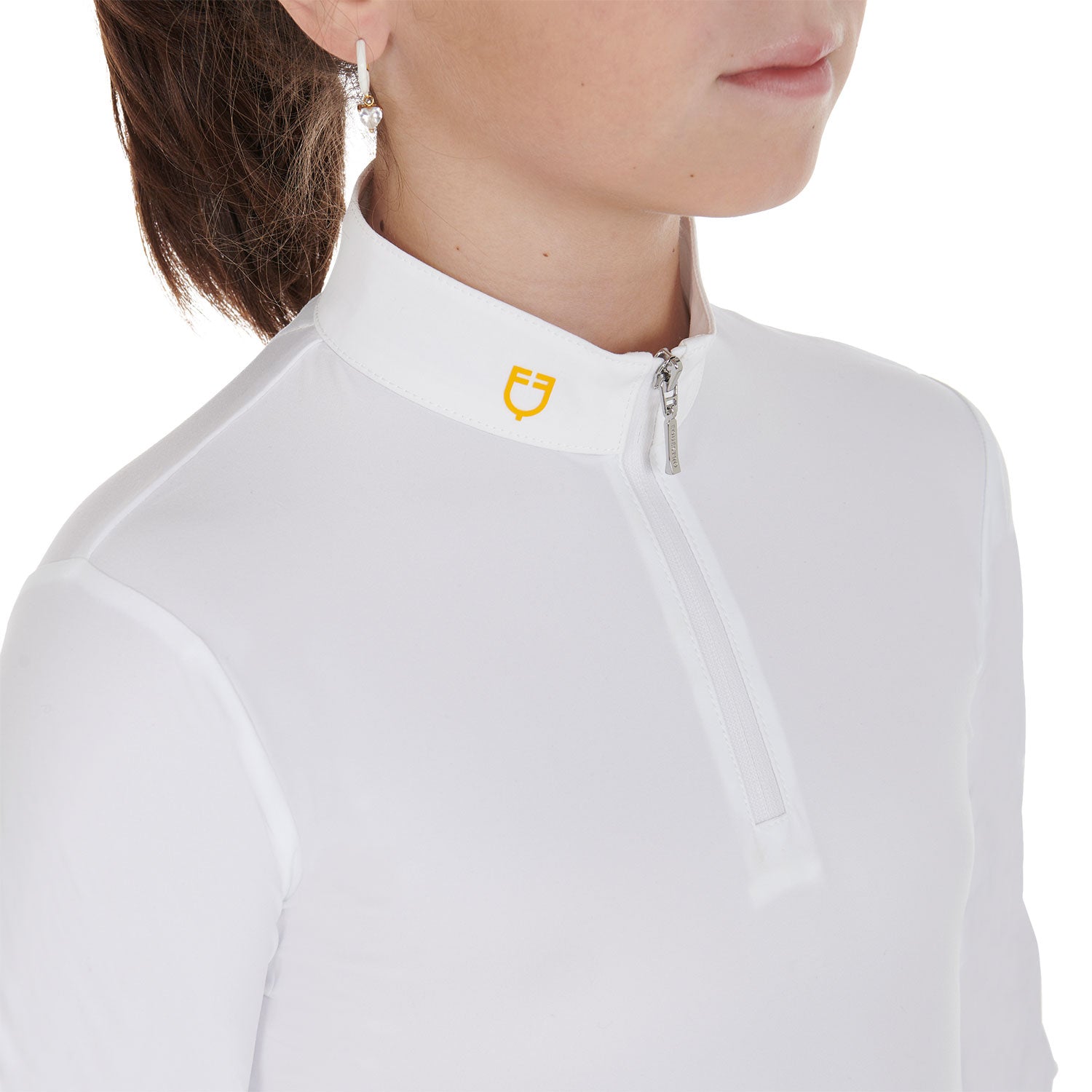 Girl's slim fit polo shirt in technical fleece fabric WHITE / 14 YEARS