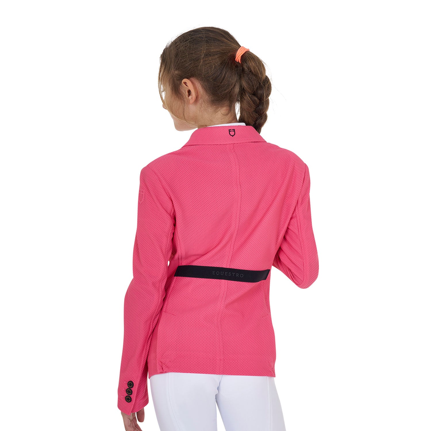 Girls' three-button competition jacket perforated fabric HONEYSUCKLE (18-2120) / 14YEARS