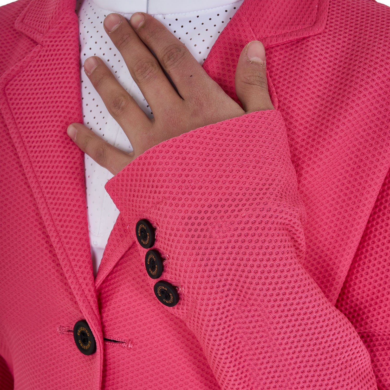 Girls' three-button competition jacket perforated fabric HONEYSUCKLE (18-2120) / 14YEARS