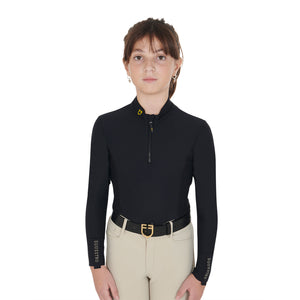 Girls' long-sleeved training base layer BLACK / 14 YEARS