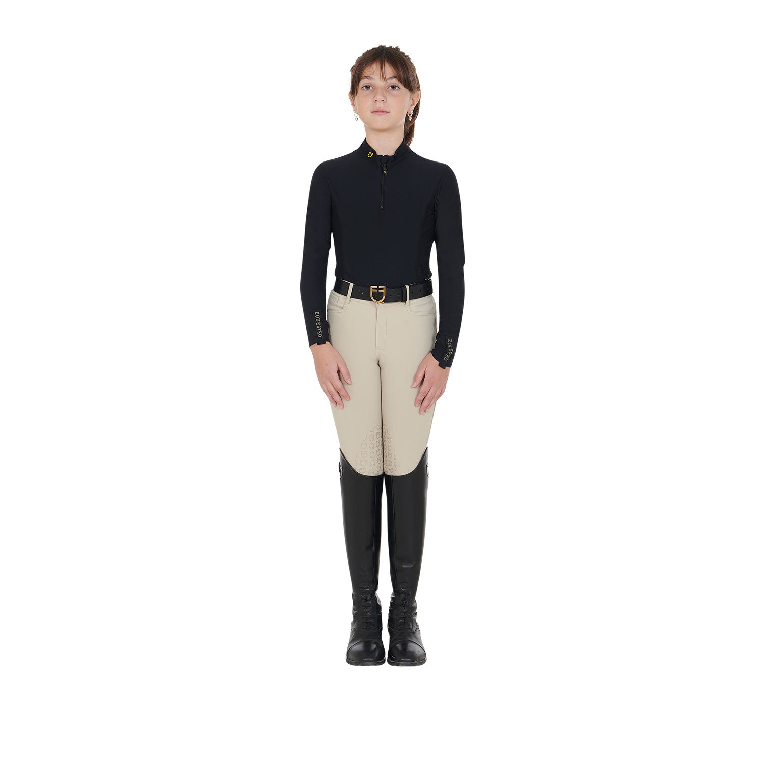 Girls' long-sleeved training base layer BLACK / 14 YEARS