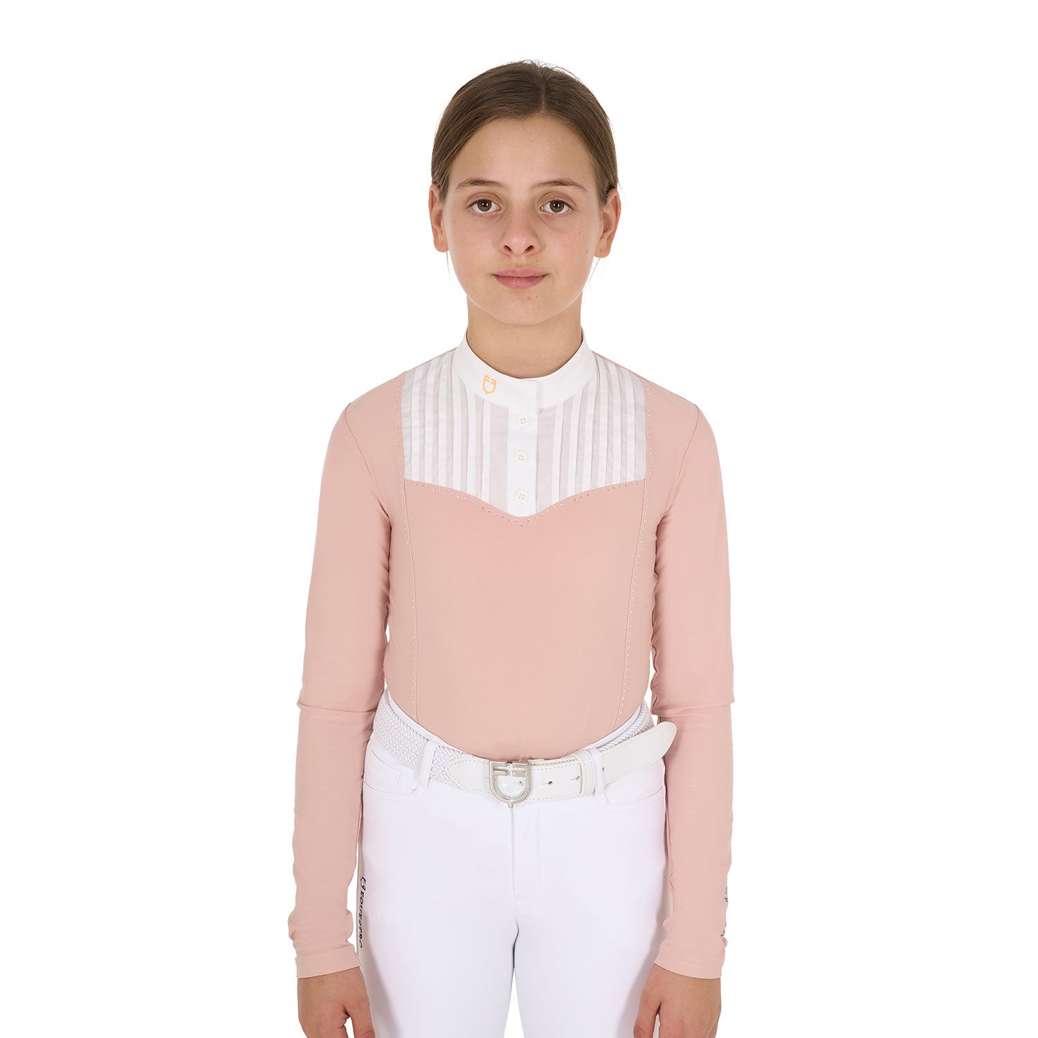 Girls' slim fit competiton polo shirt rhinestones