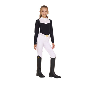 Girls' slim fit competiton polo shirt rhinestones BLACK / 14YEARS