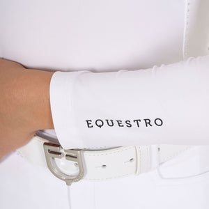 Girls' slim fit competiton polo shirt rhinestones WHITE / 14YEARS