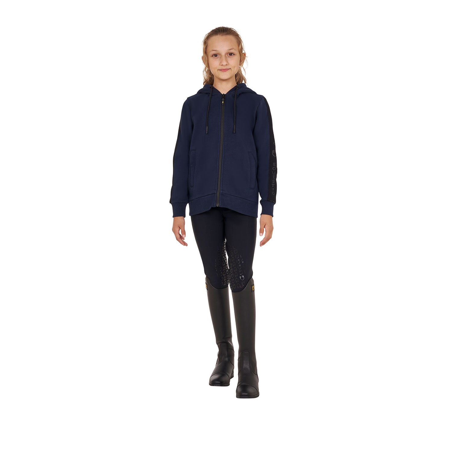 Girls' full zip sweatshirt inner fleece BLACK / 14 YEARS