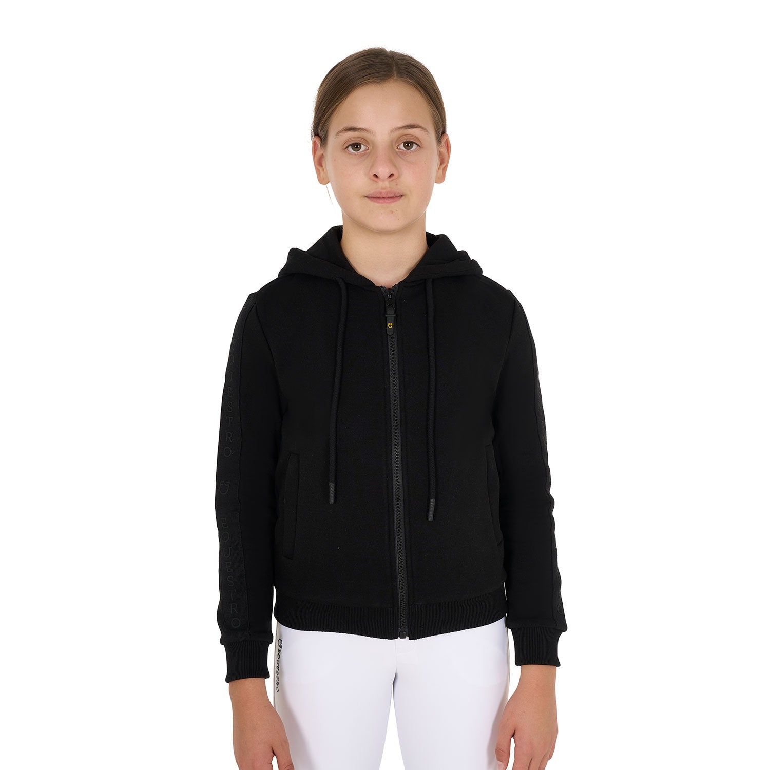 Girls' full zip sweatshirt inner fleece BLACK / 14 YEARS