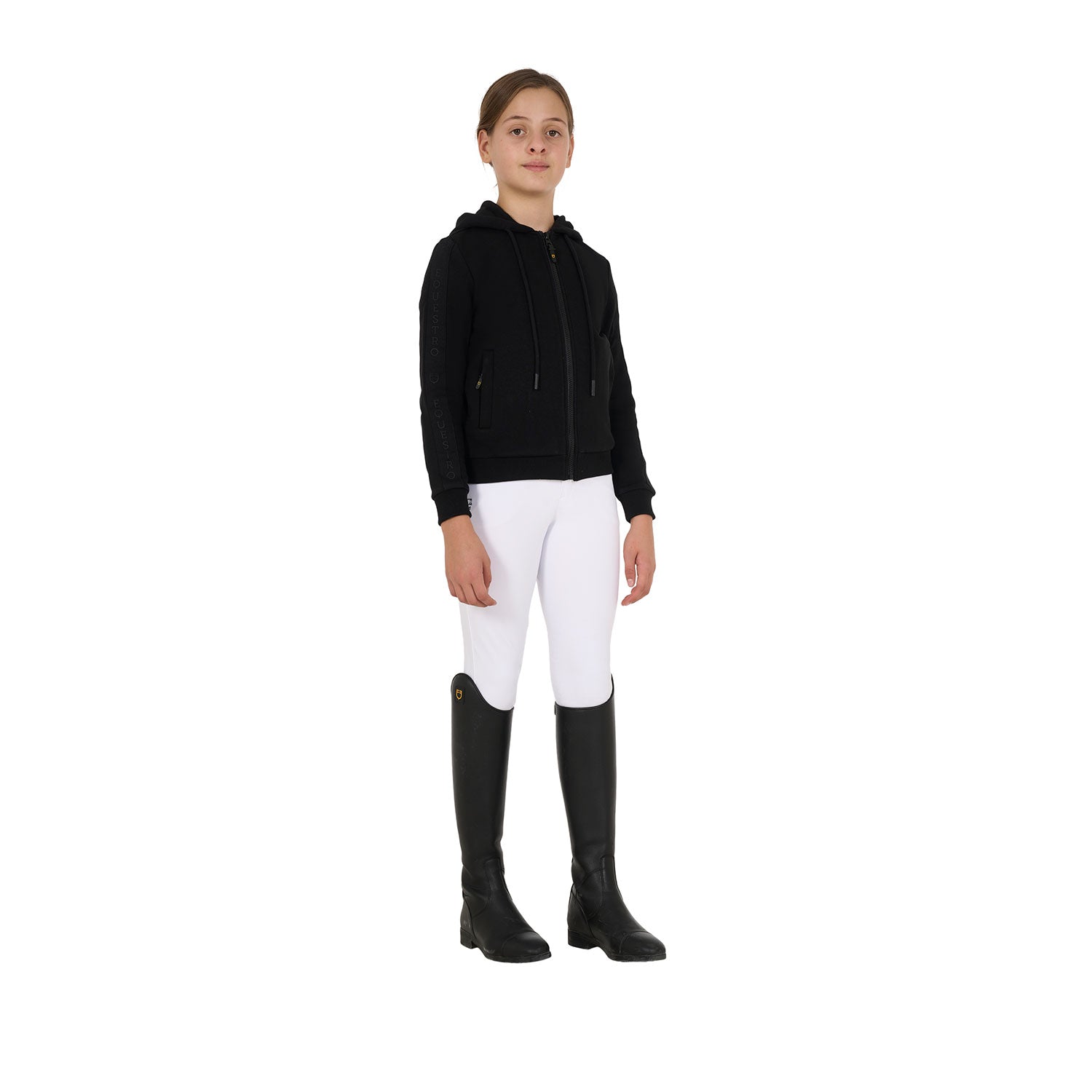 Girls' full zip sweatshirt inner fleece BLACK / 14 YEARS
