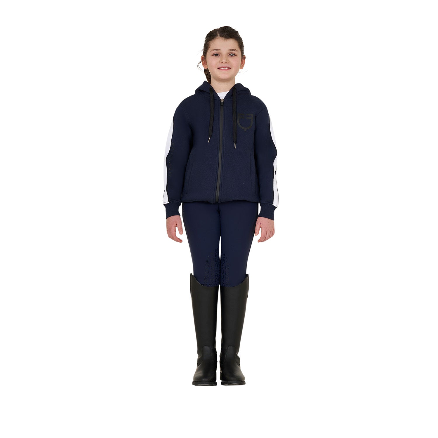 GIRL'S COTTON FLEECE HOODIE ZIP NAVY BLAZER (19-3923) / 14 YEARS