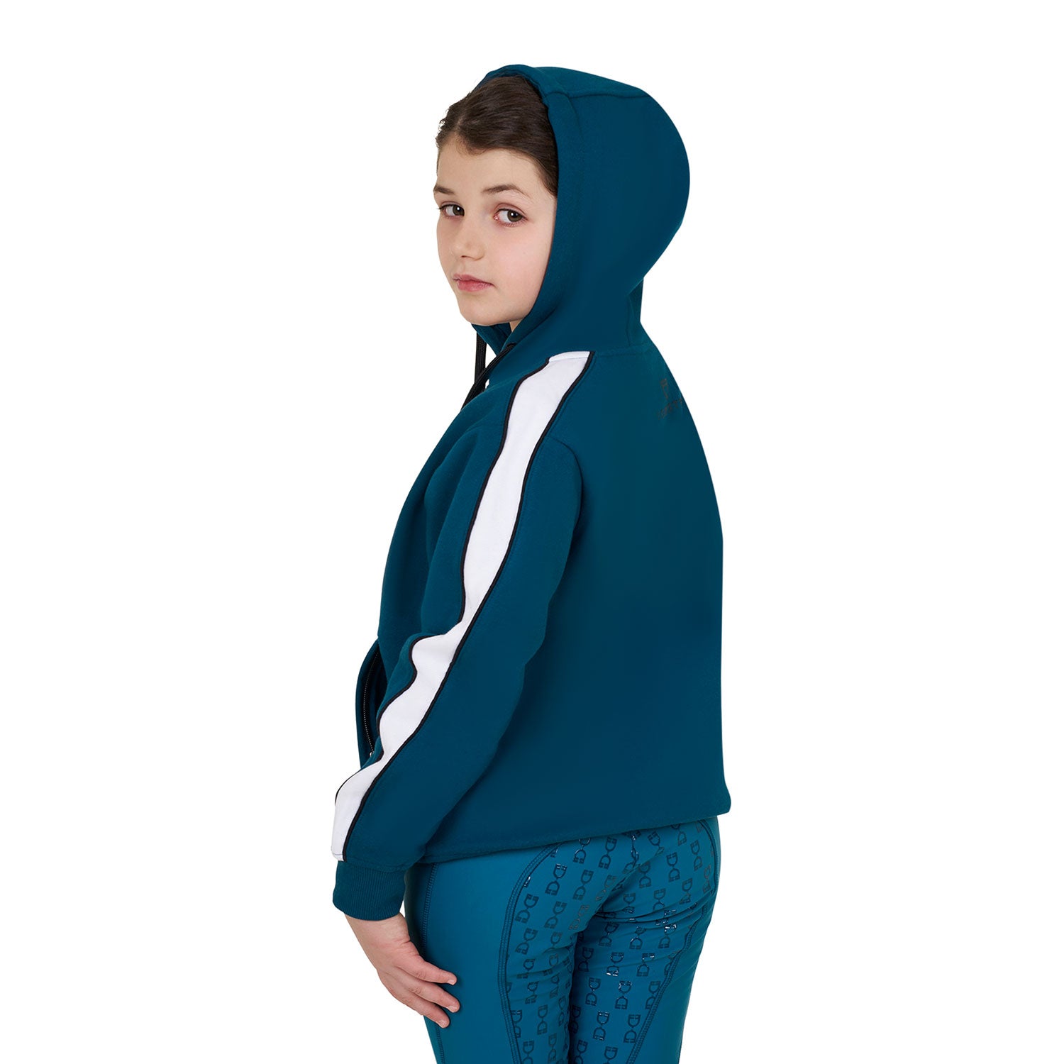 GIRL'S COTTON FLEECE HOODIE ZIP BLUE CORAL (19-4526) / 14 YEARS