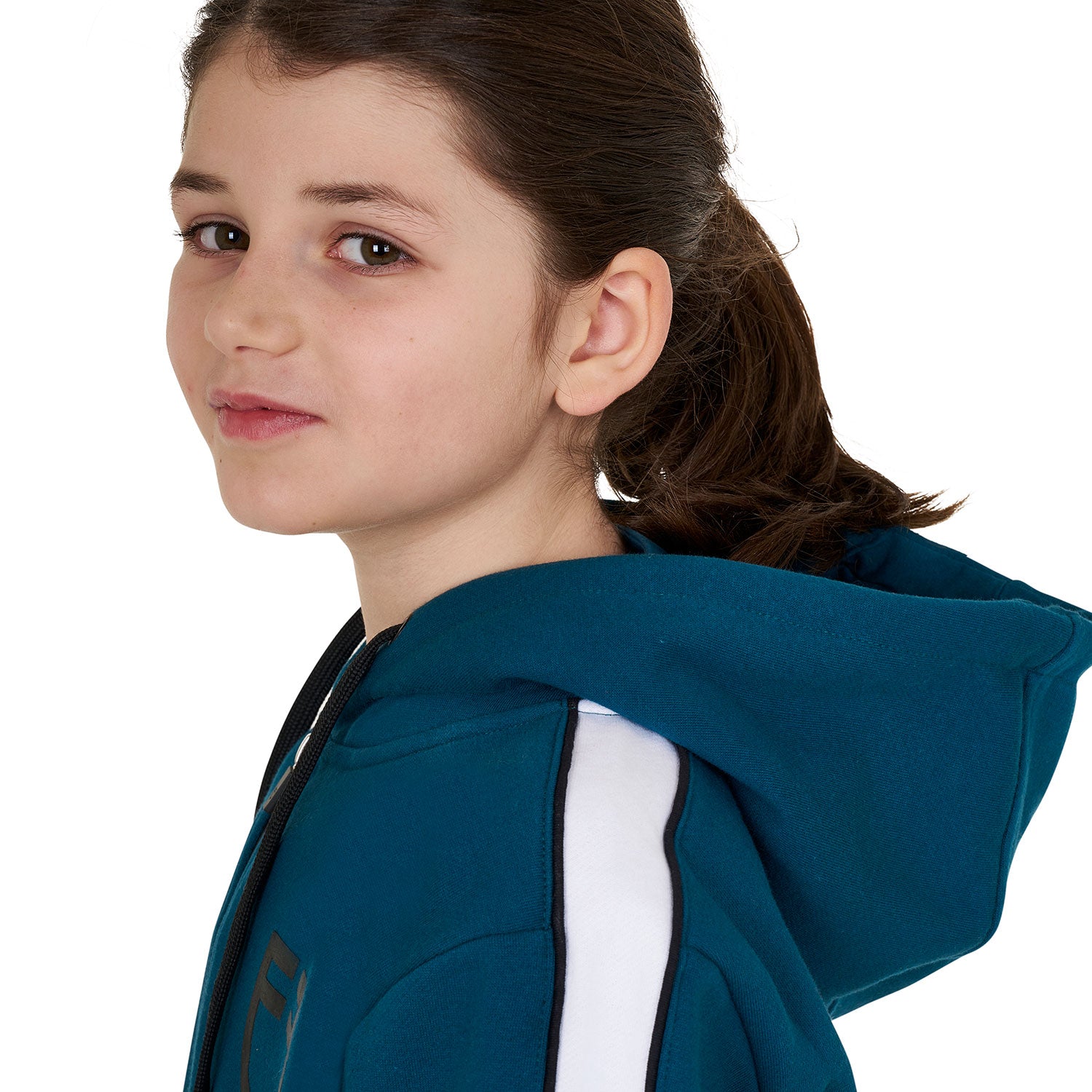 GIRL'S COTTON FLEECE HOODIE ZIP BLUE CORAL (19-4526) / 14 YEARS