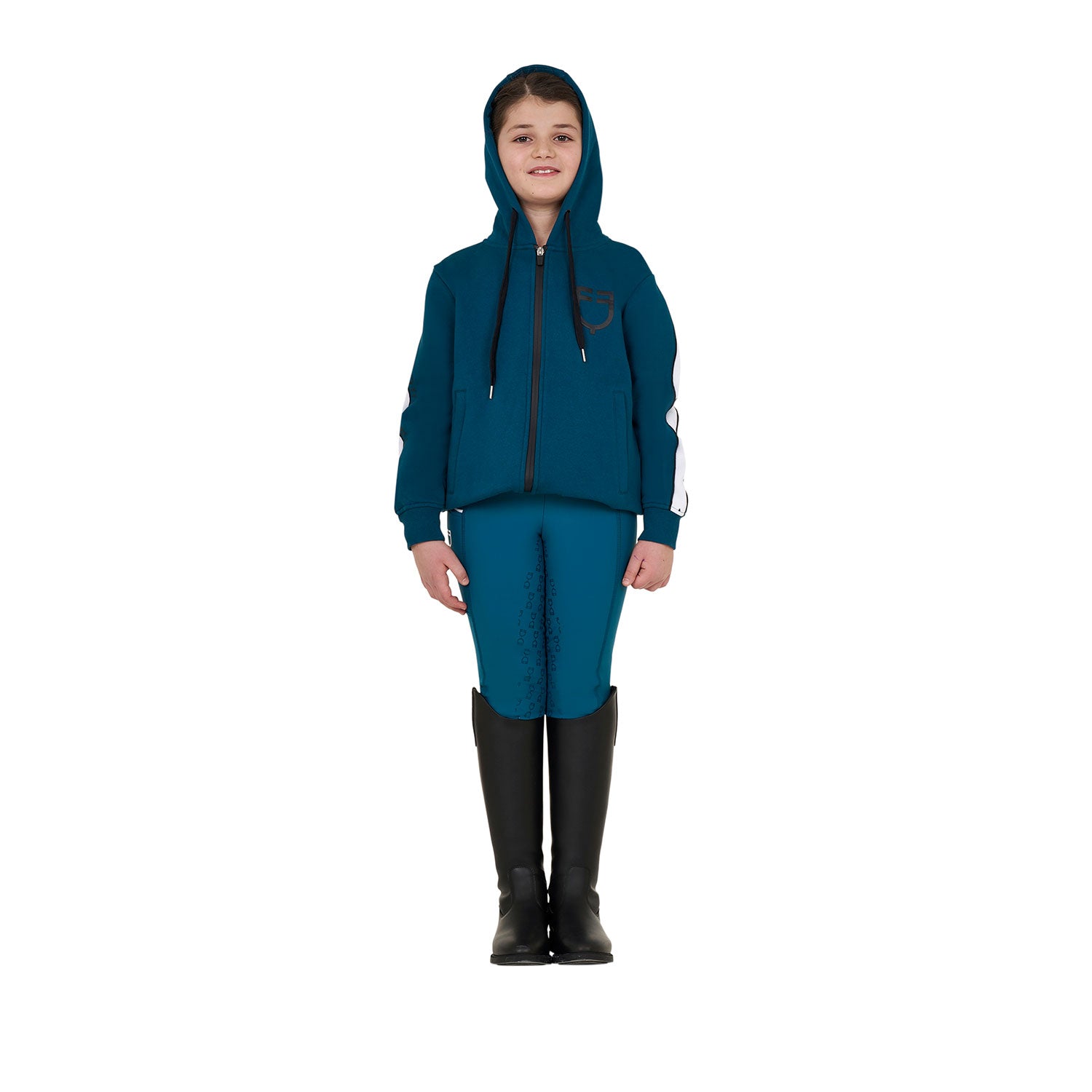 GIRL'S COTTON FLEECE HOODIE ZIP BLUE CORAL (19-4526) / 14 YEARS