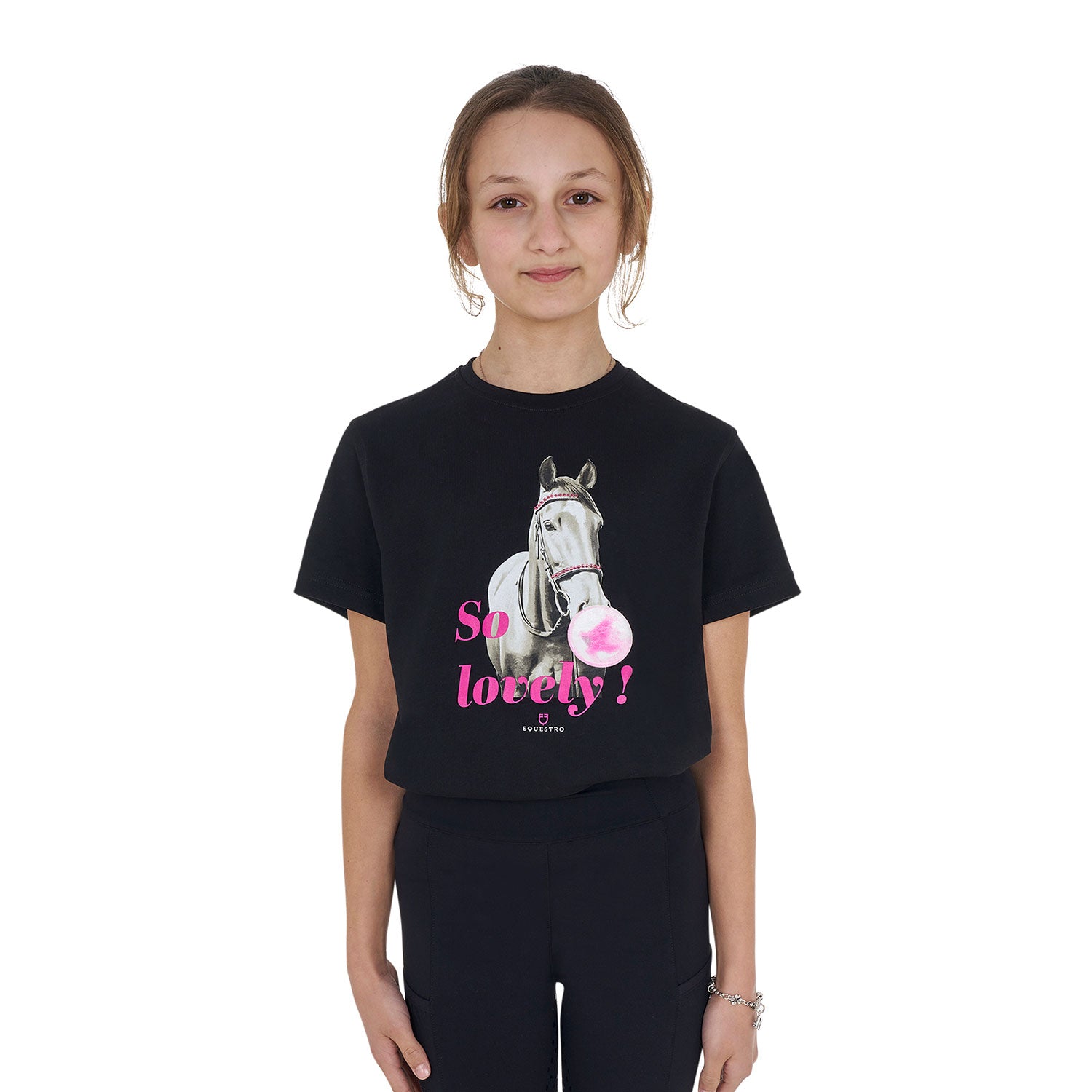 Girls' So Lovely cotton T-shirt BLACK / 14 YEARS