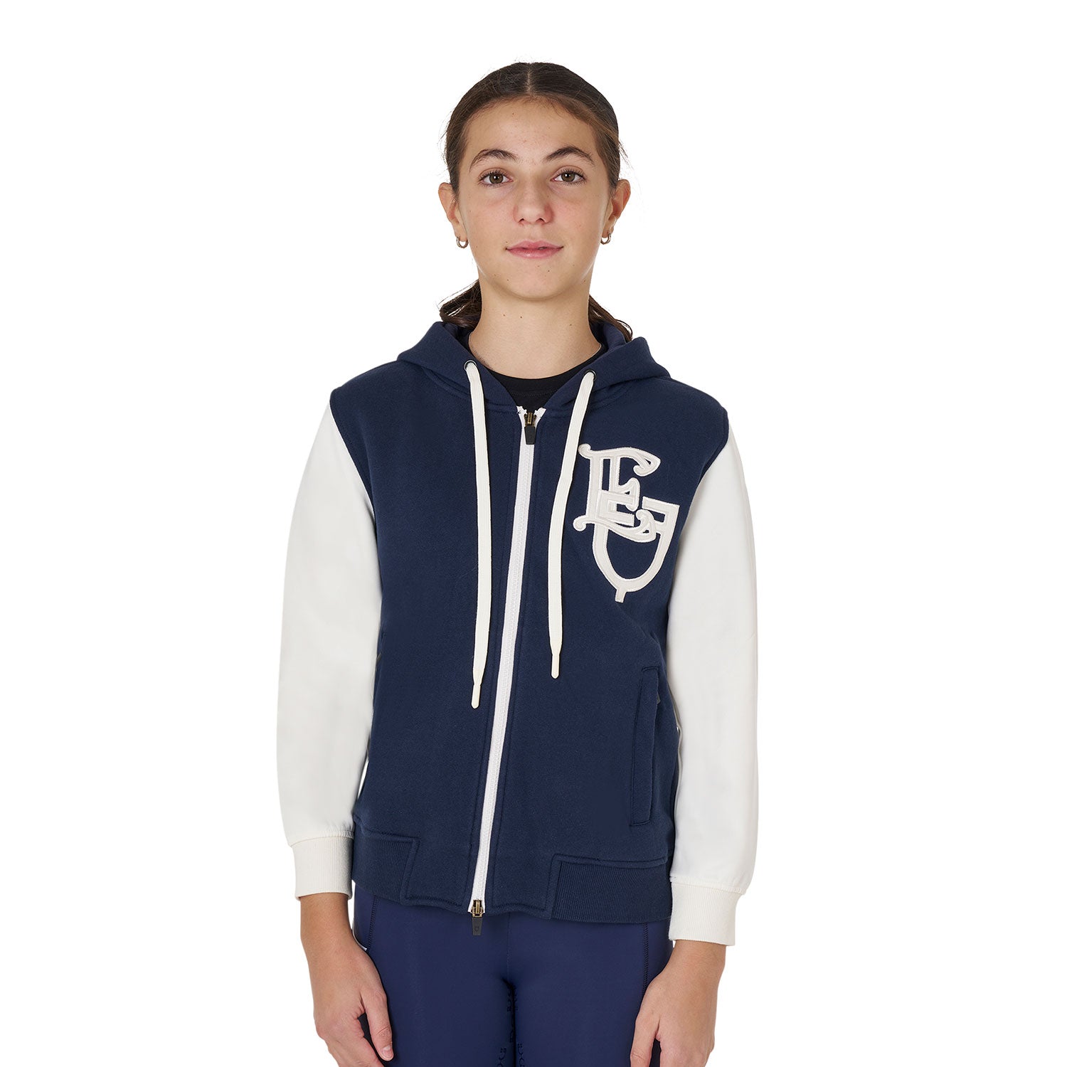 GIRL'S EQ BICOLOR HOODIE NAVY BLAZER (19-3923) / 14 YEARS