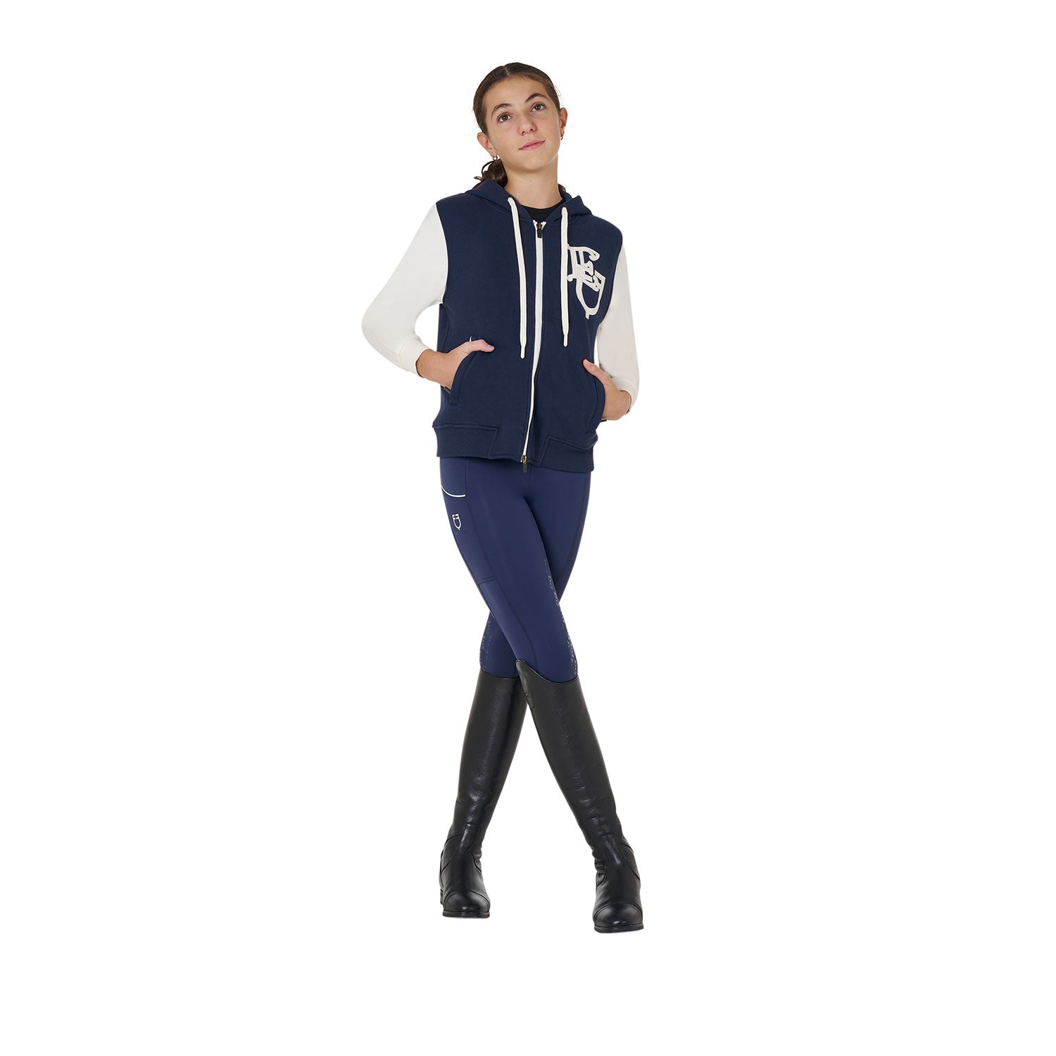 GIRL'S EQ BICOLOR HOODIE NAVY BLAZER (19-3923) / 14 YEARS