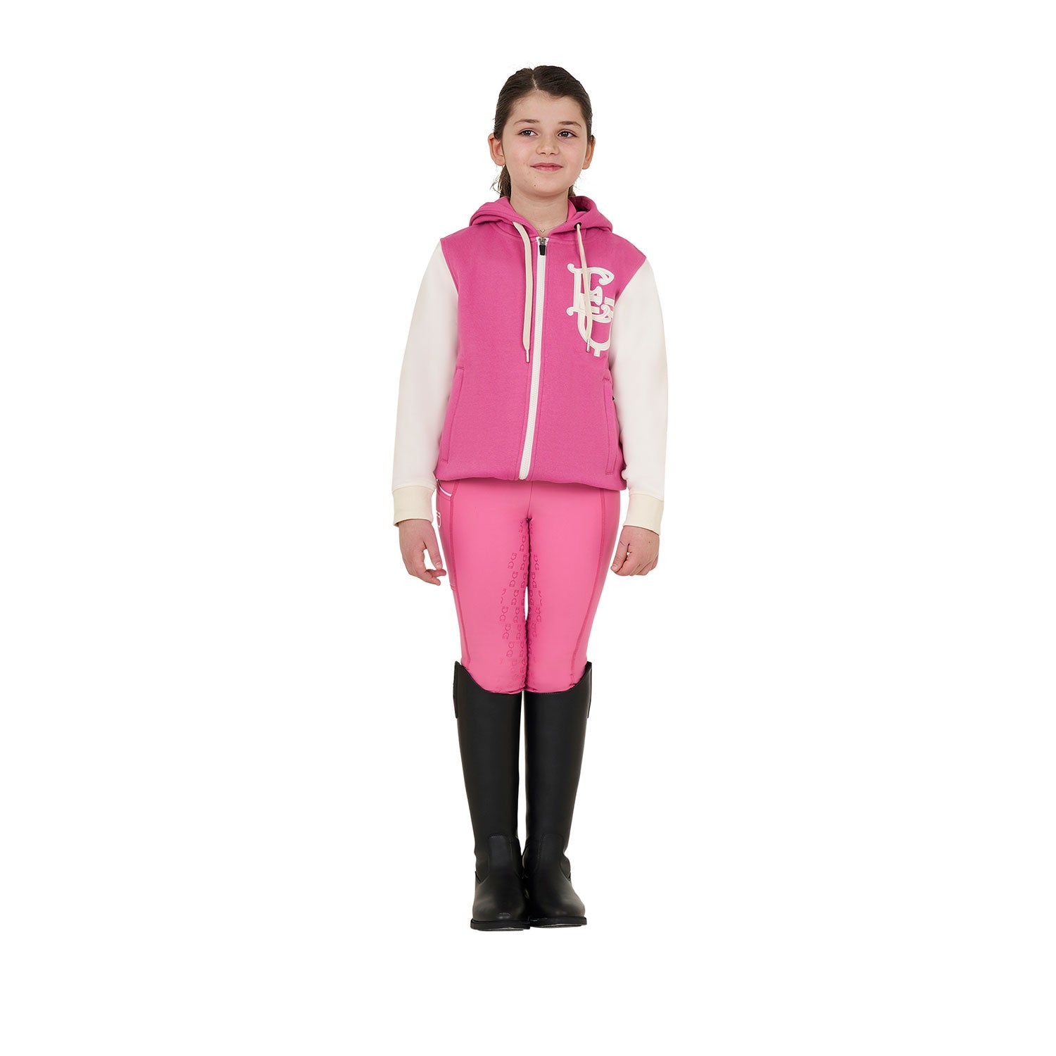 GIRL'S EQ BICOLOR HOODIE CHATEAU ROSE (17-2120) / ANTIQUE WHITE (11-0105) / 14 YEARS
