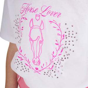 GIRL'S HORSE LOVER COTTON T-SHIRT white / 14-years