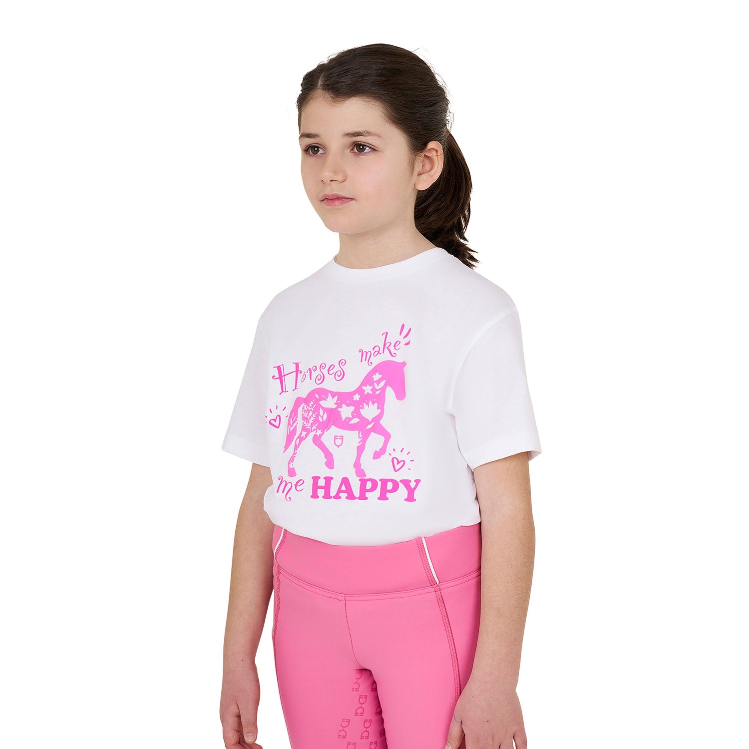 GIRL'S HORSE MAKE ME HAPPY COTTON T-SHIRT white / 14-years