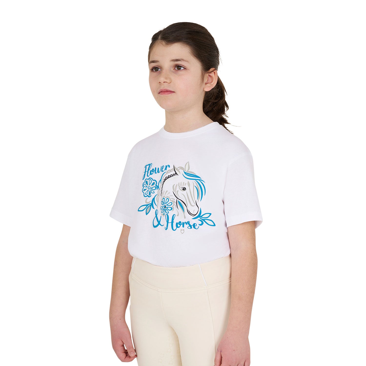 GIRL'S FLOWER HORSE COTTON T-SHIRT 8 YEARS / white