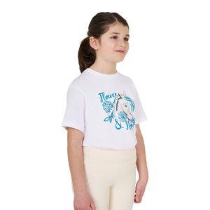 GIRL'S FLOWER HORSE COTTON T-SHIRT 8 YEARS / white