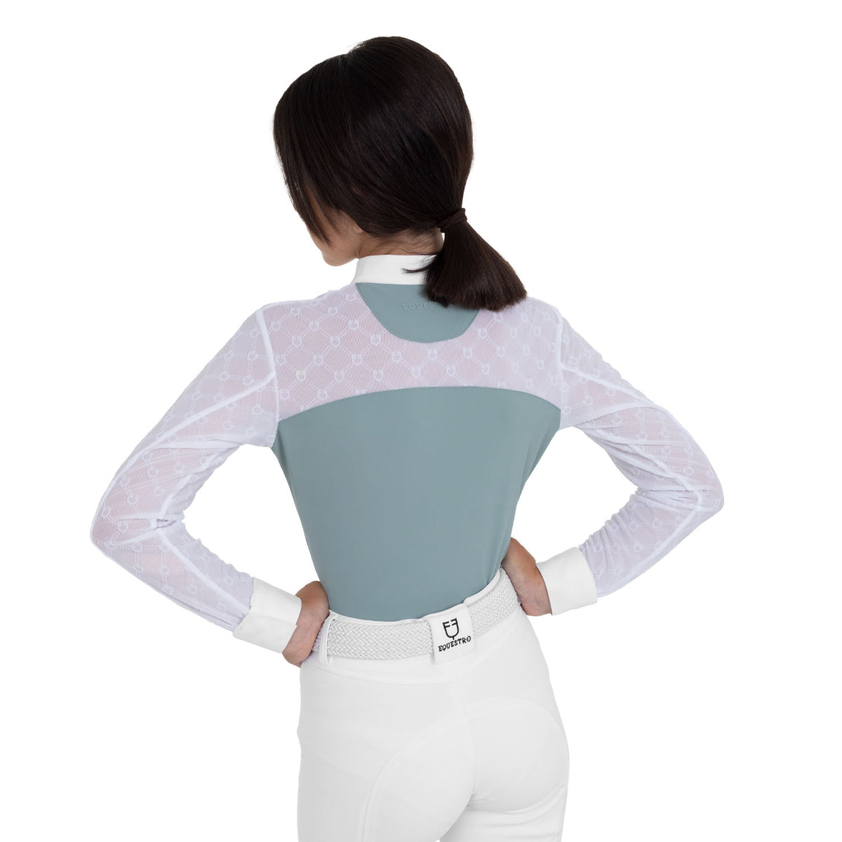 Girls' long-sleeved competition polo shirt with tulle